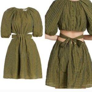 Moon River Olive Plaid Mini Dress